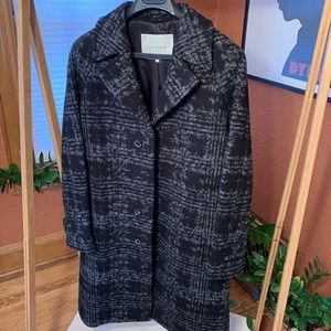 Mackintosh mens wool overcoat topcoat Black with Grey large check
